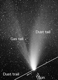 comet dust trail and tail
