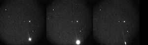 3 video frames from a 2001 Leonid meteor